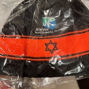 KNITTED CAP, NEW, TWO SIDED LETTERING-SF, JEWISH NATIONAL FUND. SUPPORTBOTH